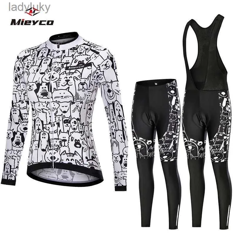 Cykeltröja sätter 2022 Kvinnors Cycling Set Long Sleeve Jersey Bike Uniform Sport Bicycle Clothing MTB Kläder bär Maillot Ropa de Ciclismol240108