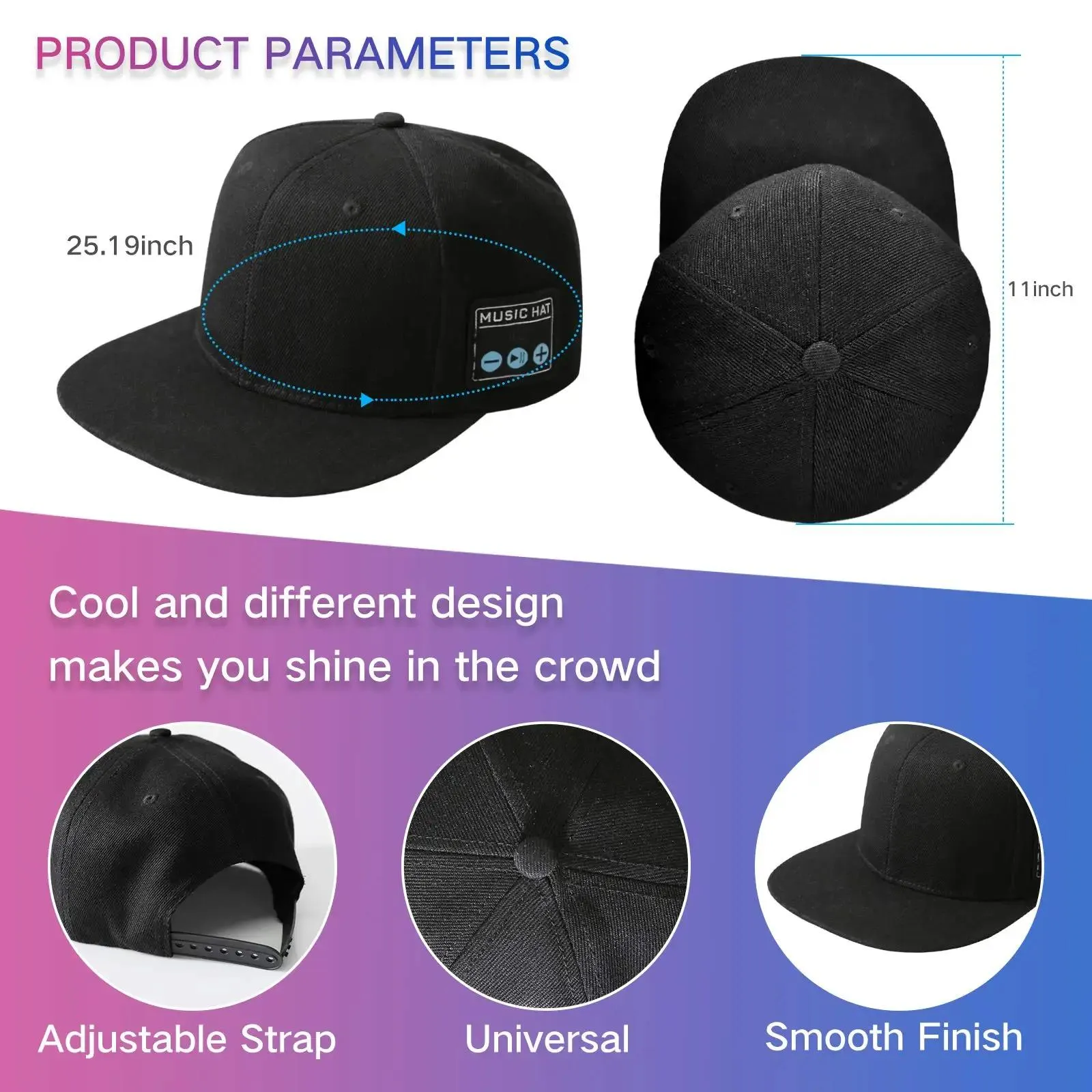 Speakers NEW Hat with Bluetooth Speaker Adjustable Bluetooth Hat Wireless Smart Speakerphone Cap for Outdoor Sport Baseball Cap with Mic