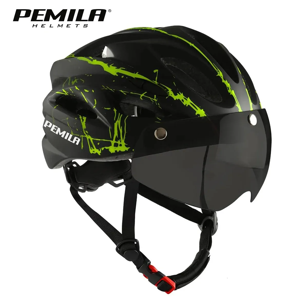 PEMILA casque de sécurité de cyclisme ultraléger casque de vélo de moto en plein air visière à lentille amovible casque de vélo de route de montagne VTT 240106