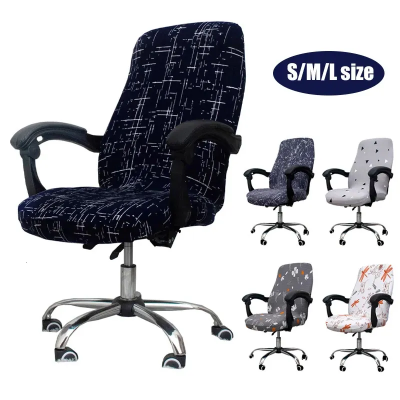 Office Chair Cover Elastic Printed Rotating Armrest Lifting Computer Chair Seat Covers Anti-dirty Removable Washable Slipcovers 240108