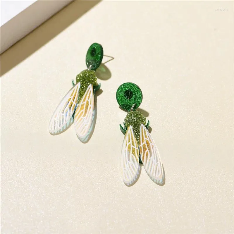 Boucles d'oreilles pendantes WANGAIYAO2024, dessin animé cigale vert Flash rose, mode féminine, Festival en acrylique, accessoires cadeaux pour petite amie