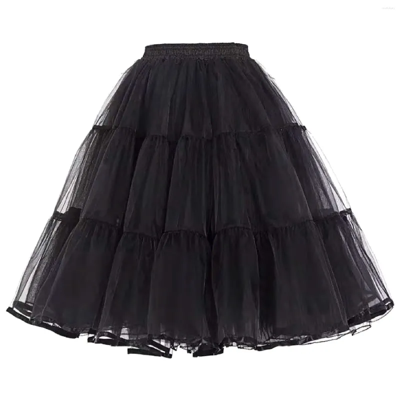 Kjolar svart fluffig pettiskirt tyll tutu underskirt kvinnor boll dankläder klänning kjol söt lolita gasväv benlös kort