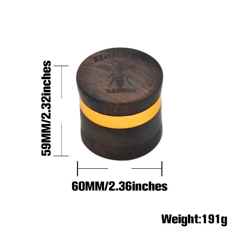 Herb Grinder 60 MM 4 Layers Premium Rosewood Handmade Tobacco Aluminum Sharp Diamond Teeth Smoking Herbal Grinder