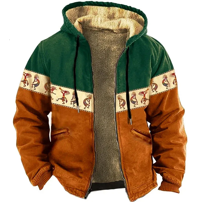 Mens Vintage Fur Jacket Ethnic Style Winter Coat With Wool