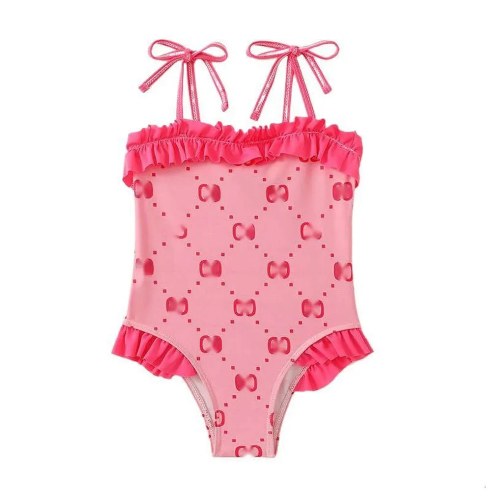 Bikini Gg Designer Costumi da bagno da donna Nuova tuta per bambini alla moda con lettera G con spalle scoperte Costume da bagno con bordo pieghettato carino per ragazze da 1 a 10 anni