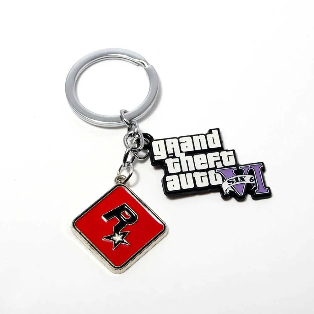 Kluczowe pierścienie Gra Grand Theft Auto 6 Men Men Fan Biżuteria Grand Theft Auto Rock GTA VI Star Keycosplay Key Bugicles Akcesorium samochodowe J240108