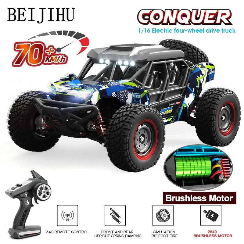 70kmhまたは50kmh 1 16 4WD RC CAR 4x4オフロードブラシレスリモコントラック電気高速ドリフトvs Wltoys 124016 Toy 240106