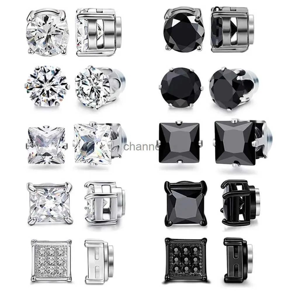 Stud 1-10 paar Kristal Sterke Magnetische Oor Stud Clip Oorbellen voor Mannen Vrouwen Punk Ronde Zirkoon Magneet Oorbellen Non-piercing Sieraden YQ240108