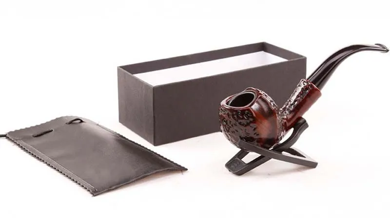 Wooden Color Smoking Pipe Metal and Acrylic for Tabacoo Dry Herbal Choiced Gift with Plastic Rack and Box