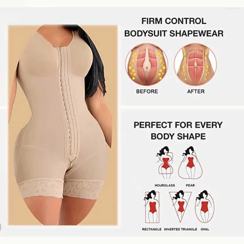 Women's Shapers Fajas Colombianas Post Shapewear Compression Slimming Waist  Trainer Shapewears With Crotch Zipper Bodysuit For Women