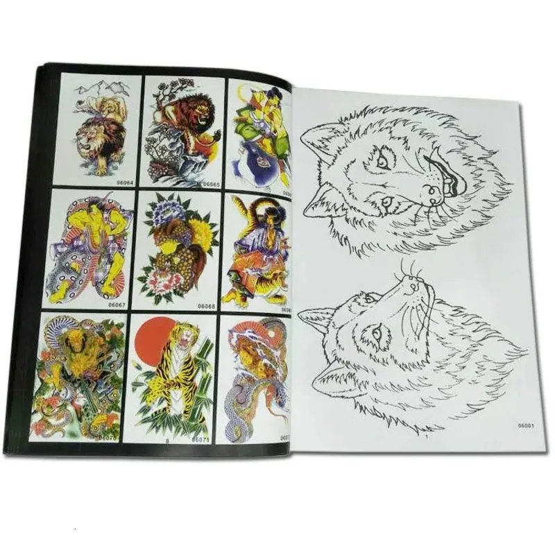 Tatueringsböcker Tatoo Manuscripts Animals Daquan Werewolf Snake Lizard Habby Arm tatueringar Mönster Man med trådbunden utkast till försäljning 240108