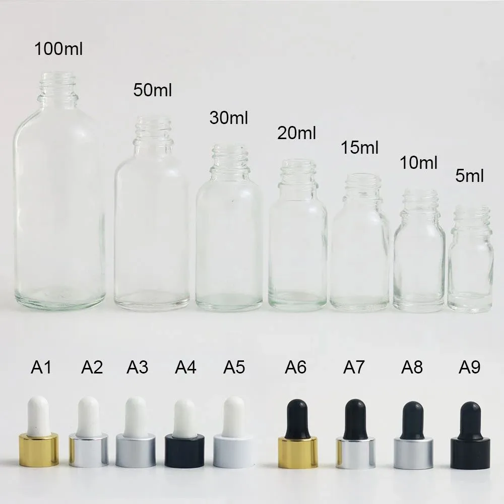 Frosted Glass EOil Perfume Bottle Liquid Reagent Pipette Dropper Bottles with Rose Gold Cap 5-100ml