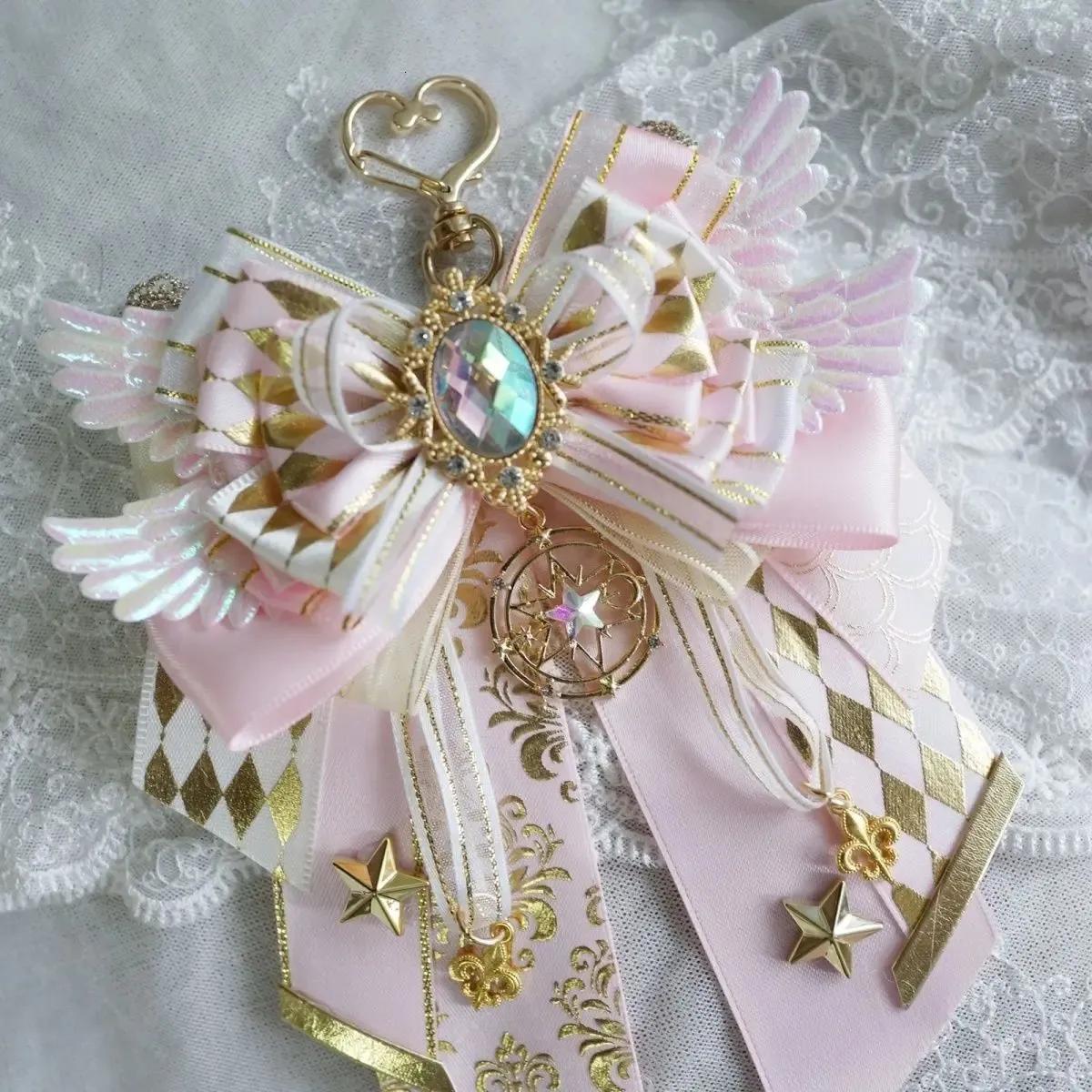 Luxury Anime Cosplay Crafts Bow Ribbon Ita Bag Carat Rod Accessories Lolita Ryggsäck Decoration 240108