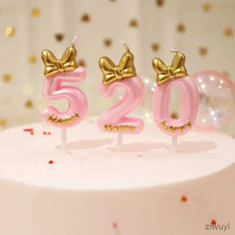 Candles Cute Bowknot Birthday Number Candle Princess Prince 0-9 Number Candles Cake Decor Digital Candle Topper Cupcake Party Candles