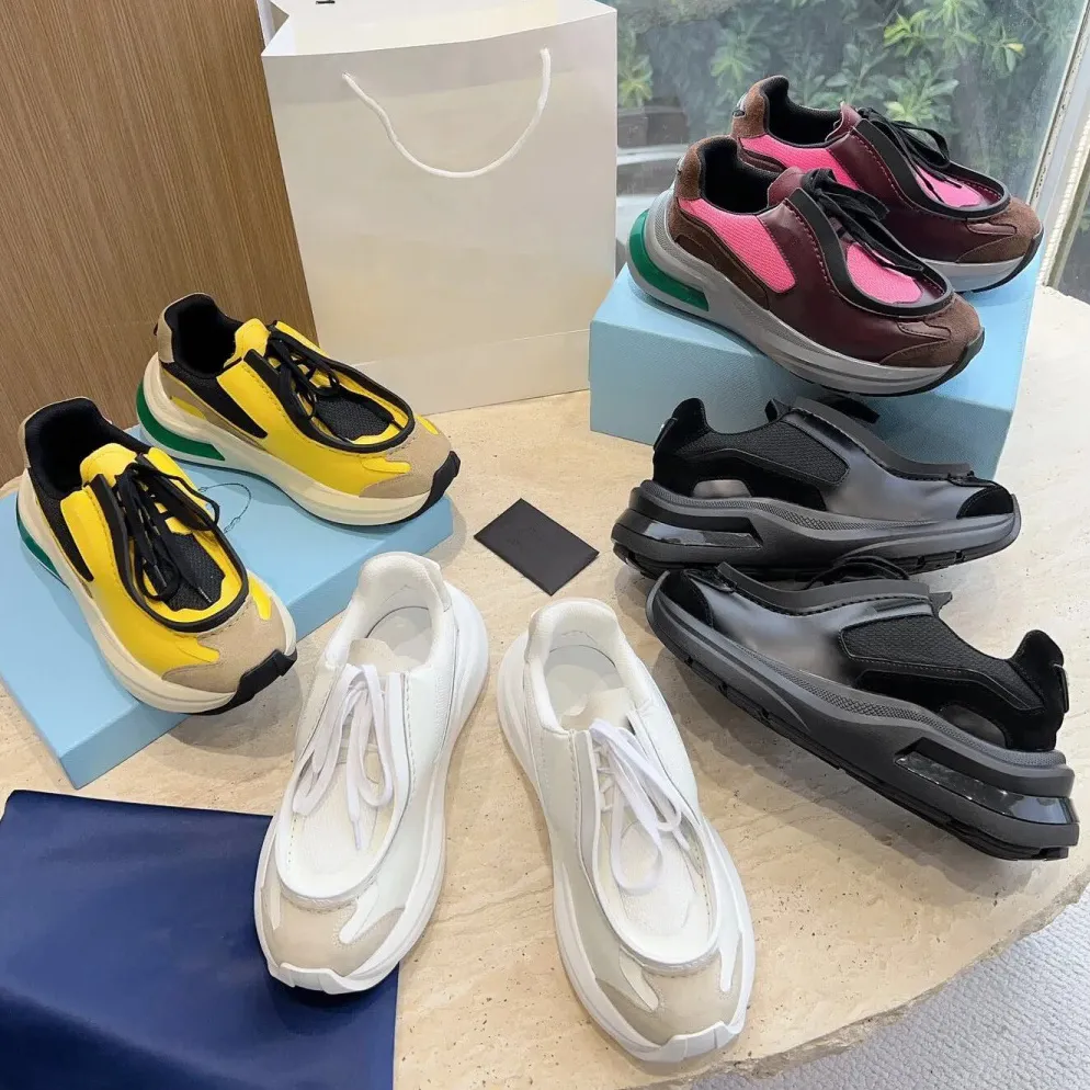 2024 Nouveau Designer Systeme Baskets en cuir brossé Chaussures femmes Hommes Tissu de vélo Éléments en daim Chaussures de coureur à motifs Bord en caoutchouc surélevé Chaussures de sport taille 35-46