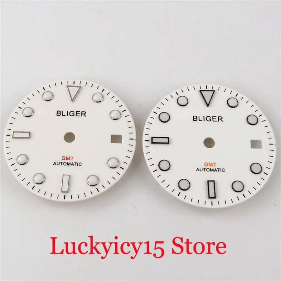 Kits de herramientas de reparación Blanco 31 3mm Reloj automático Dial Fit GMT MINGZHU 3804 Movimiento Luminoso Marks299u