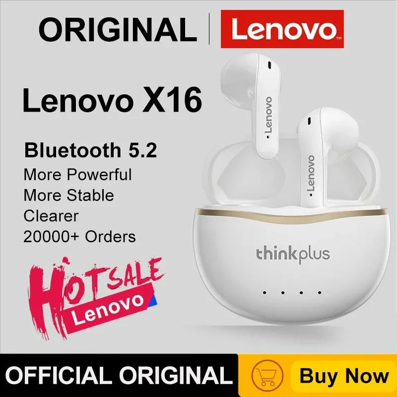 Kopfhörer Lenovo X16 Wireless Fone Bluetooth Ohrhörer Hifi Musik Kopfhörer mit Mikrofon Auriculares Kopfhörer Sport Headset 300mah Ladebox