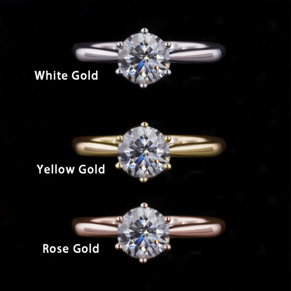 Starsgem Engagement Wedding Jeweller Solitar 14K Gold Round Brillion Cut 7.5mm 1.5ct Moissaniteダイヤモンドリング