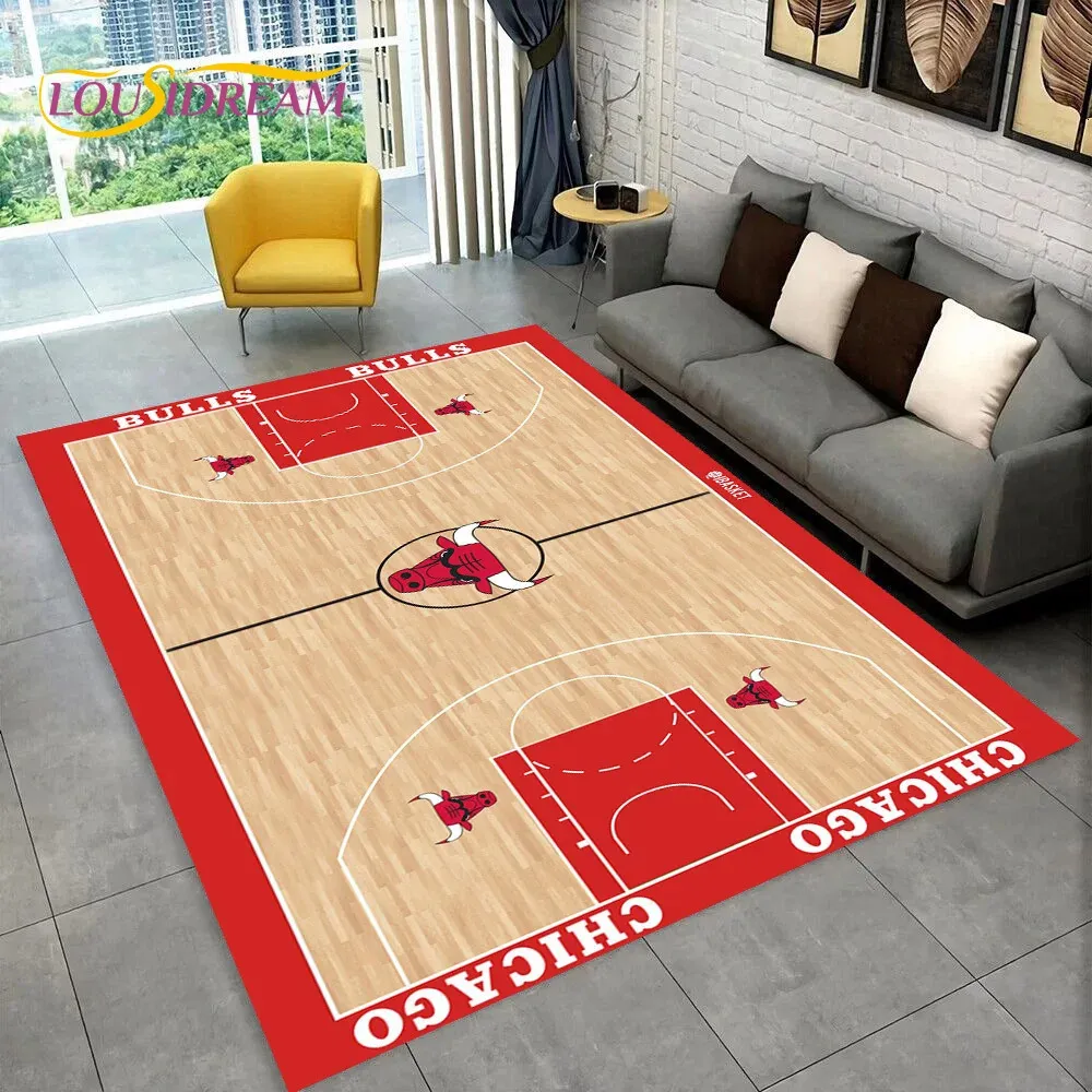 Basketball 3 Point Line Rug 3D Basketball Court Rug - America Team Design, Non-Slip Floor Mat for ...