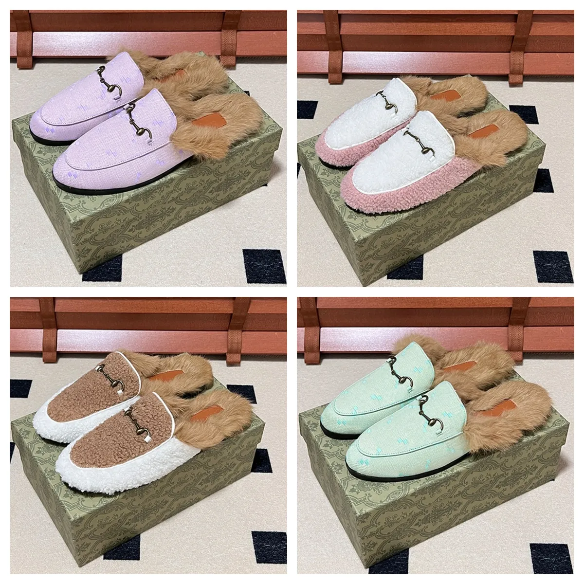 Designerfell Herbst Winter Mules Luxus Fuzzy rutschen nach Hause pelzige flache Sandalen Weibliche Schlupfschuhe für Frauen Wolle Wolle voll ausgekleidet warm Comfort -Abgas 11 Farbe