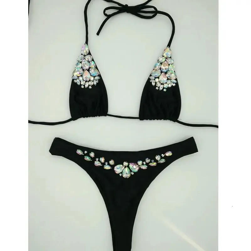 Diamond Bikini Set Style seksowne kobiety stroje kąpielowe Rhinestone Kąpiec Bling Stones Beach Crystal Bikini 240108