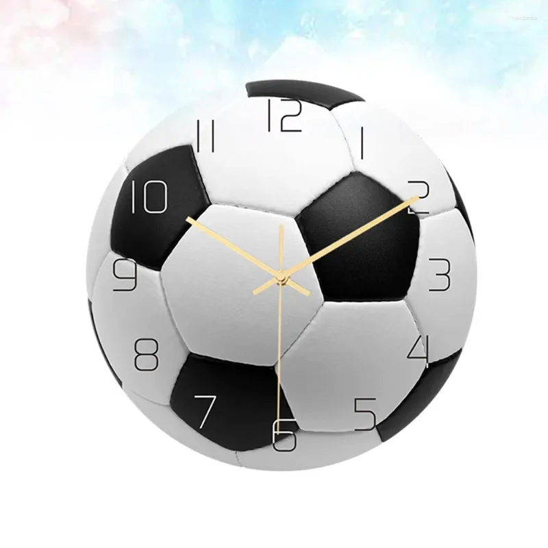 Wall Clocks Soccer Clock Football Round Silent Non Ticking Painting For Kids Bedroom Living Room Office