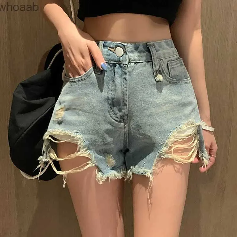 Shorts pour femmes 2021 été femmes Vintage taille haute jean short Sexy déchiré tout-match short chaud bleu plage Micro Mini Y2k filles Denim Shorts YQ240108