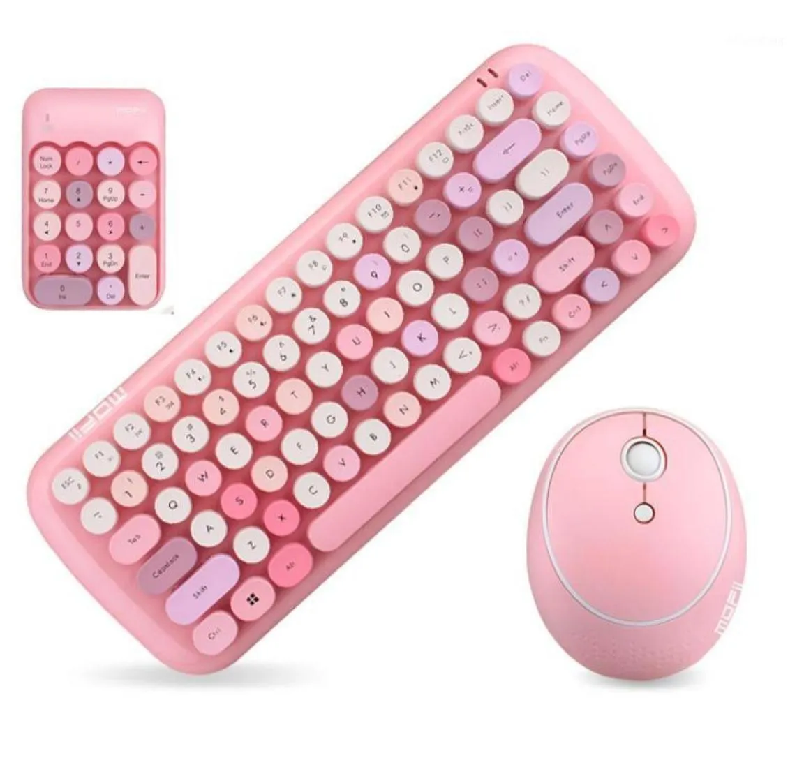 Jelly Comb Wireless Keyboard Mouse Combos for Desketop Laptop Notebook 24G Wireless Number Pad Pink Girl Keyboard and Mouse18422044