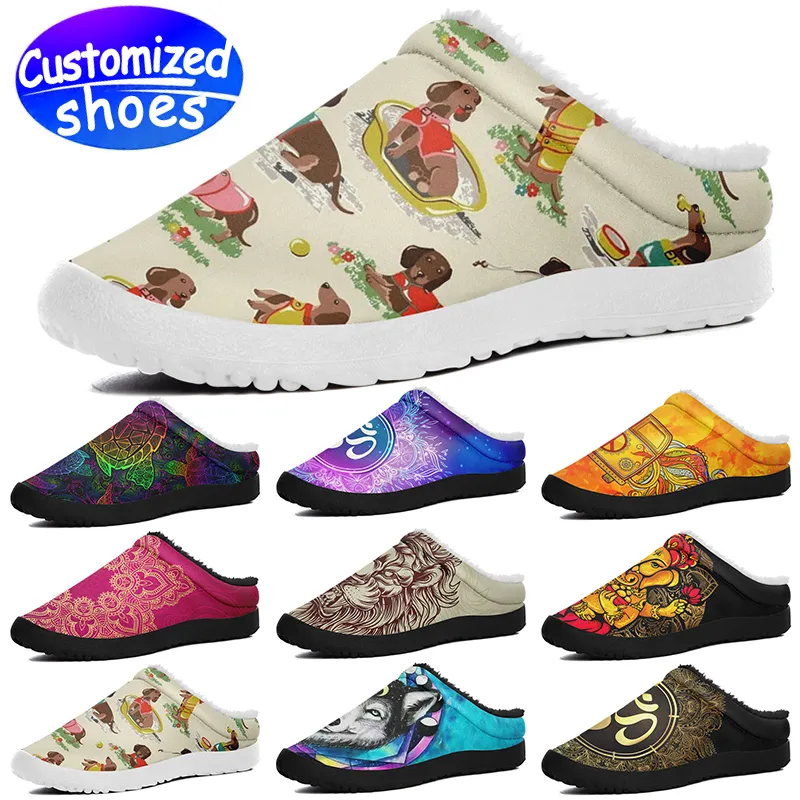 Customized shoes Customized slipper plush sandle babouche cartoon pattern star lovers diy shoes Retro casual shoes men women shoes black brown big size eur 35-46
