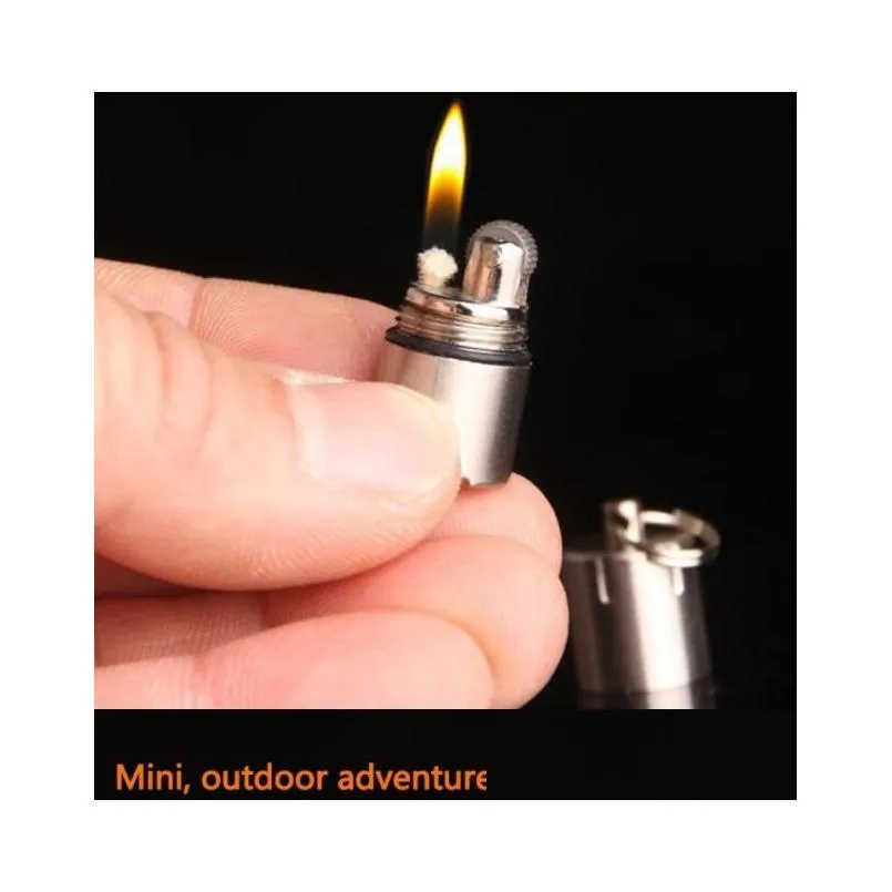 Outdoor Gadgets Nieuwe Mini Compacte Kerosine Aansteker Sleutelhanger Capse Benzine Opgeblazen Benzine Outdoor Drop Delivery Sport Buiten Campi Dhqoi