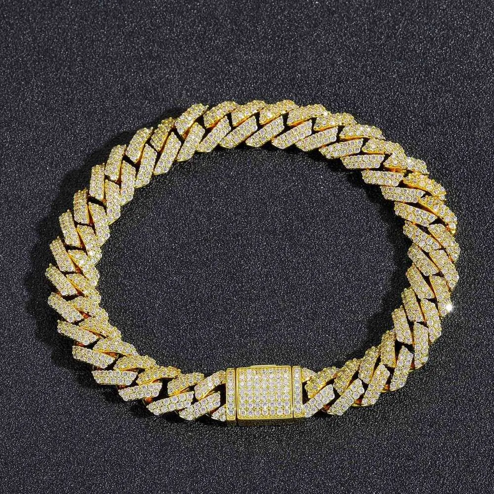 Хип-хоп Iced Out на заказ 10 мм ромбовидная кубинская цепочка, инкрустированная цирконом, с блестящим покрытием, золотая кубинская цепочка, мужское ожерелье