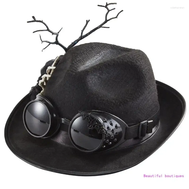 Berets steampunk top hat halloween gej czarni mężczyźni kostium akcesorium karnawału nocny klub nocny