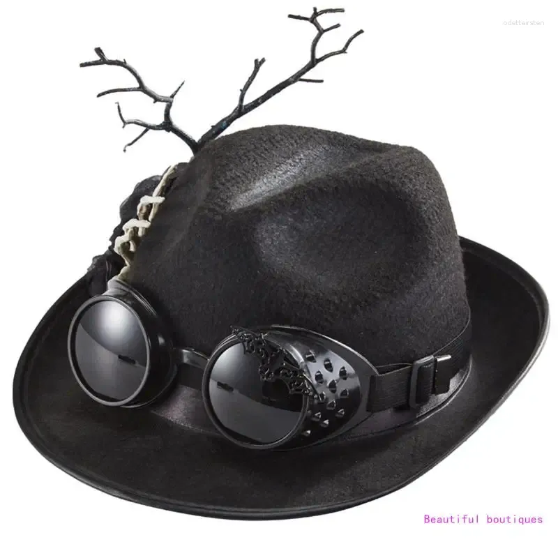 Berets Steampunk Top Hat Halloween Gay Black Men Costume Accessory Carnival Nightclub DropShip