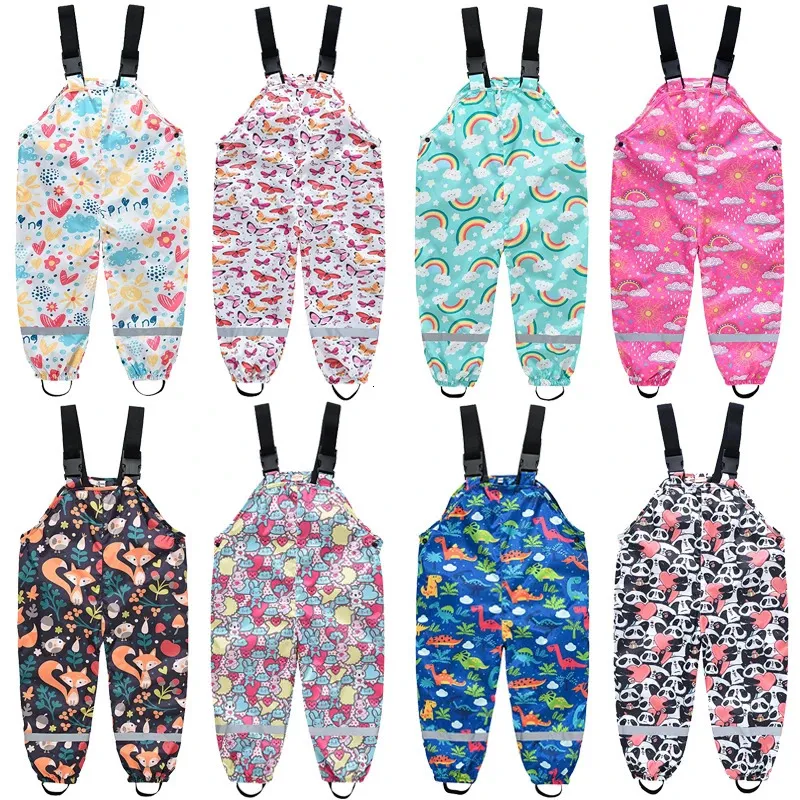 2-8 anni Tuta impermeabile per bambini Cute Cartoon Primavera e autunno Pantaloni per ragazze Moda Ragazzi Tuta Pagliaccetto Abbigliamento per bambini 240108