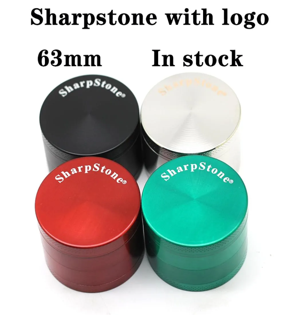 Sharpstone -slipmaskiner 63mm platt topp blandade färger röktillbehör krossar zinklegering 4 lager örtkvarn i stock6116373