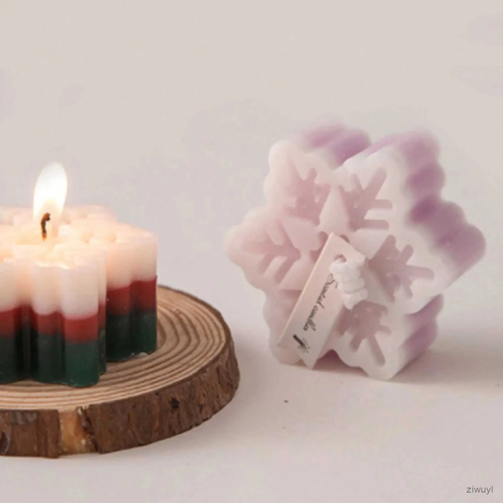 양초 1pcs 2in 라벤더 파라핀 향기 촛불 창조적 인 눈송이 촛불 가구 장식 손 선물