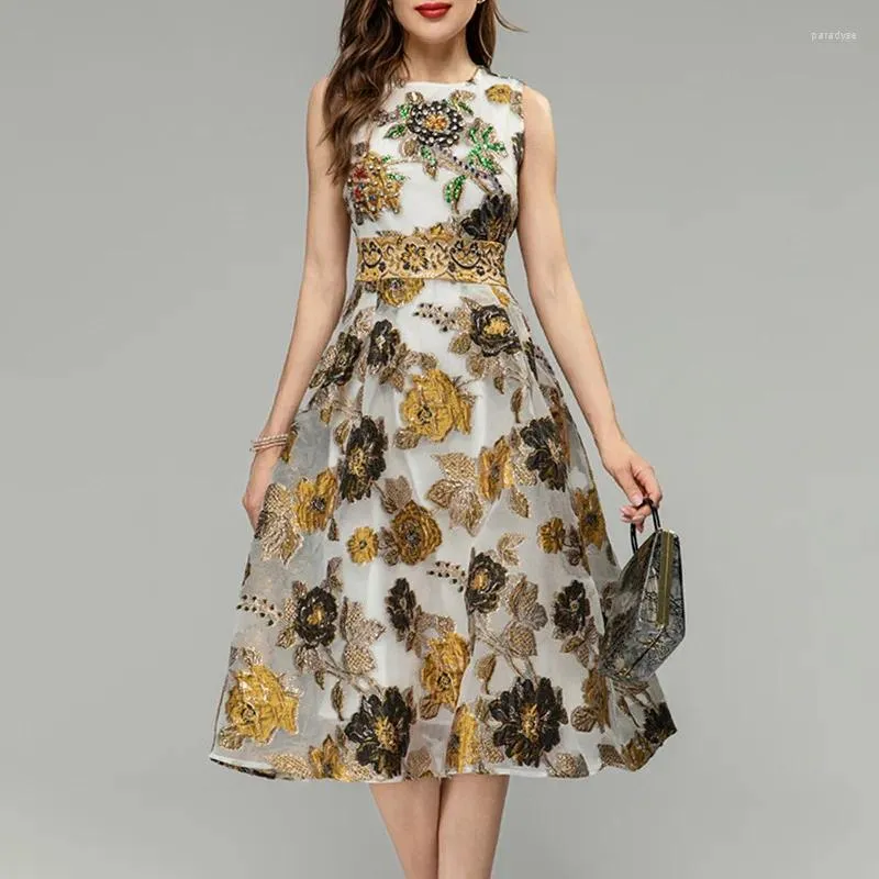 Vintage Baroque Organza Long Dress with Gold Flower Beaded Embroidery and  Sequin, Sleeveless A-Line Empire Waistband for Autumn/Winter from Dhgate  Basic & Casual Dresses - price 97.7