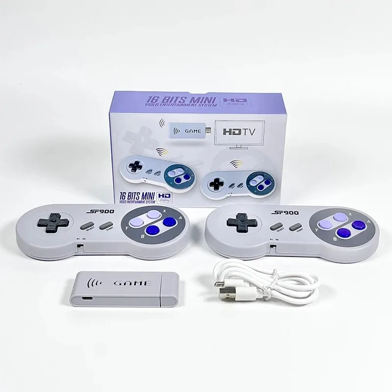 2024 SF900 Retro Game Console 2.4G Draadloze Ontvanger Video Game Console voor Super Nintendo SNES NES met 2 Game Controllers Gamepad 1500+ game