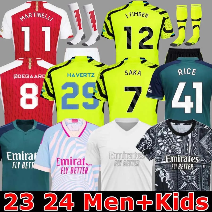 23 24 G.Jesus Soccer Jerseys RICE SMITH ROWE SAKA Fans Joueur J.Timber MARTINELLI RUSSO 2023 2024 Maillot de football Hommes et enfants Odegaard Sambi Fabio Vieira Saliba