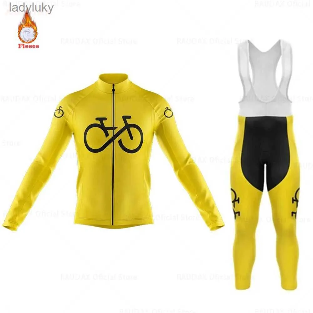 Wielertruisets Nieuwe Warme Winter Thermische Fleece Fietskleding Heren Jersey Pak Outdoor Fietsen MTB 2023 Kleding Bib Broek SetL240108