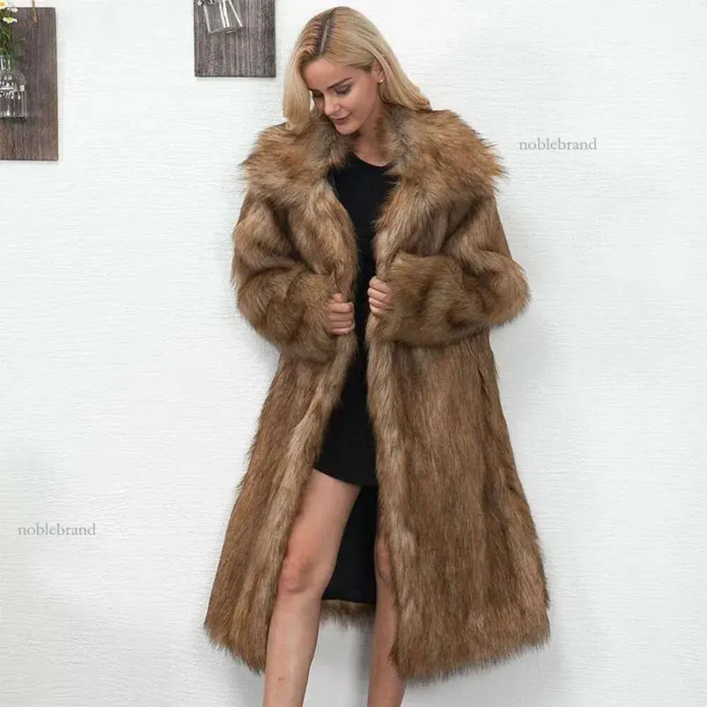 2024 Winter Womens Plus Size Faux Fur Coat Long Slim Thicken Warm Hairy ...