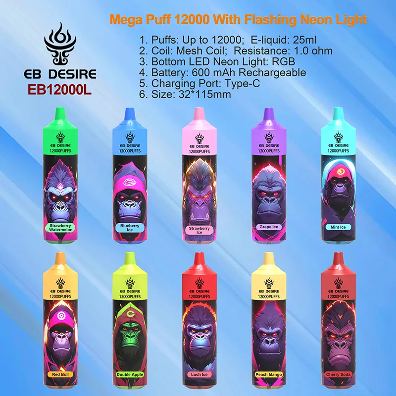 EB Desire poco randm Tomado Bang king 12000 12K bouffées EBDESIRE éclairage jetable vape 9000 7K 9k vaper Pod Cartouche 550mAh 23ml Batterie Vapes Pods dans l'entrepôt de l'UE