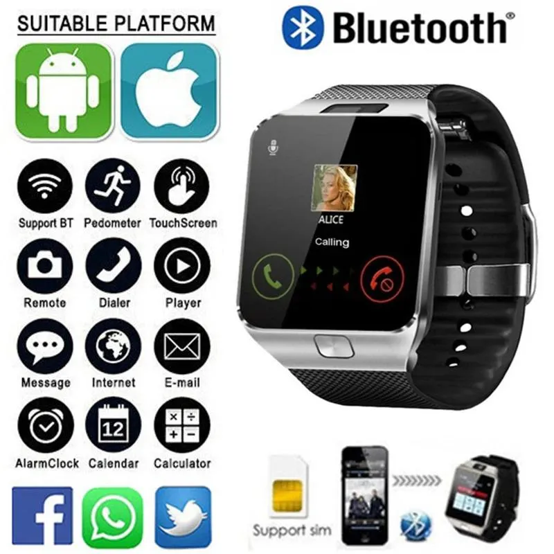 Saatler DZ09 Sports Smart Watch Erkekler Kadınlar Spor Smartwatch Desteği TF Kart Ram Samsung Huawei Xiaomi Android Ücretsiz Nakliye