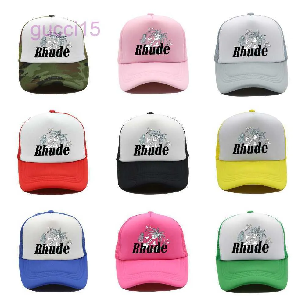 Ball Caps Rhude Printed Screen Hat American Style Cap Trendy Brand Fashionable Truck Street Hip-hop Baseball 8NLA