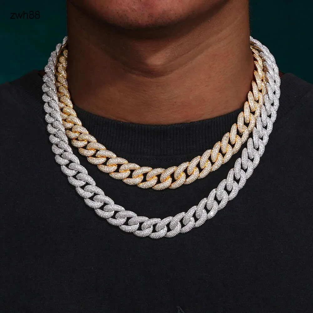 Hip Hop lodowany naszyjnik Wysokiej jakości biżuteria 13 mm bąbelek Miami łańcuch diamentów kubańska łańcuch linków dla mężczyzn