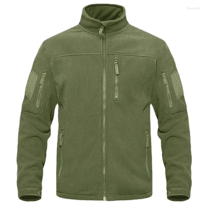 Jaquetas masculinas inverno completo zip up tático jaqueta de lã verde térmica quente casacos de trabalho bolsos dos homens safari caminhadas outwear blusão