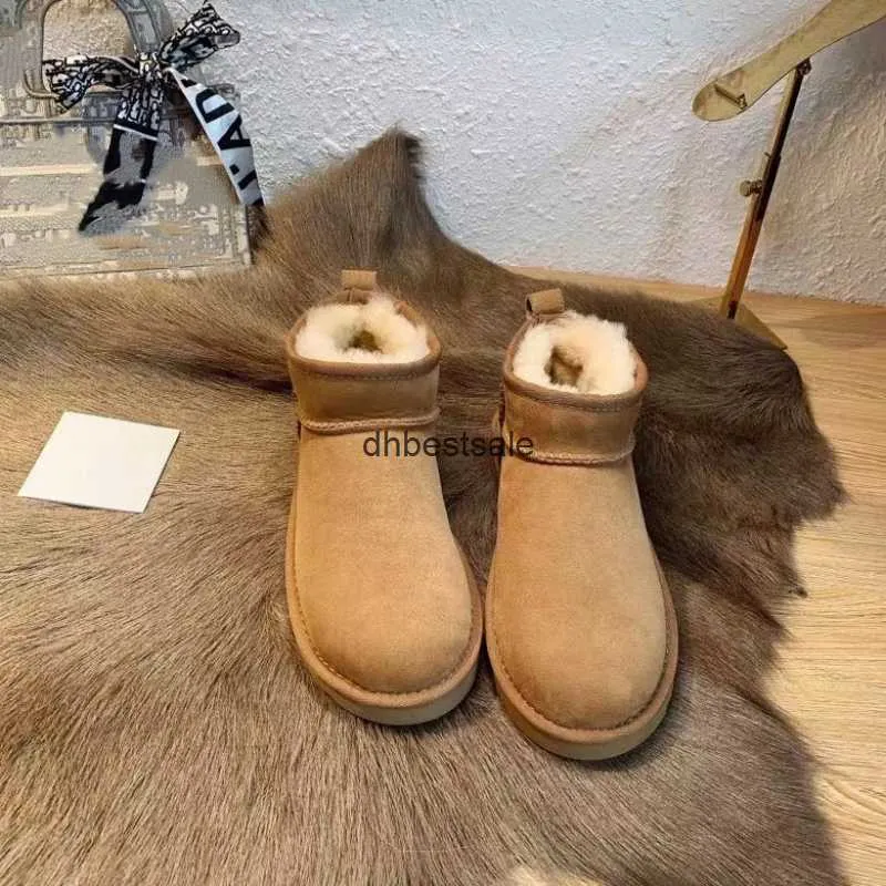 Australijskie buty śnieżne damskie super mini gęste jedyne futra małe krótkie zamszowe skórzane wełniane zima