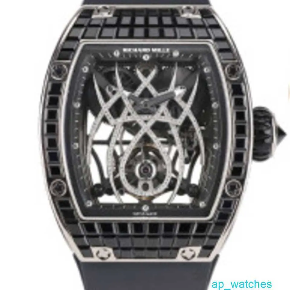 RichardMill RM19-01 Montres pour hommes Natalie Portman Spider Tourbillon Platine Noir Pierre précieuse Mode Loisirs Sports Machines Montre FUN