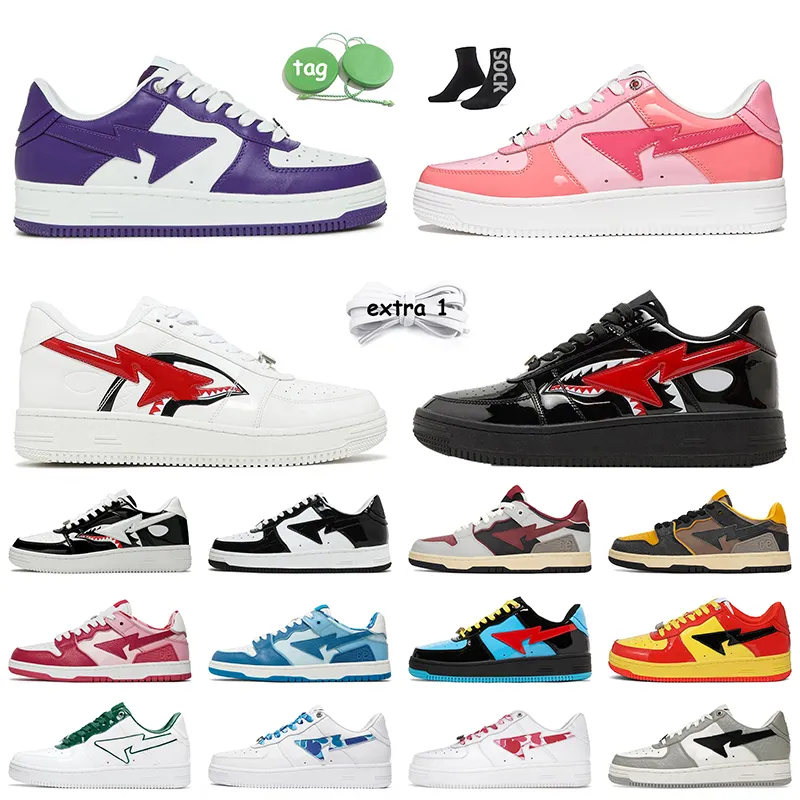 A Bathing Ape BapesK8 Sta Designer Sapatos Casuais Mulheres Mens Plataforma Vestido Sapatilhas Camuflagem JJJ Jound Couro Patente Branco Preto Rosa Verde Treinadores Tamanho 36-45