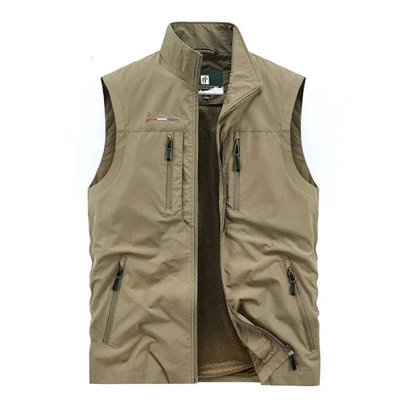 Мужской рабочий жилет, летняя тактическая военная куртка без рукавов с несколькими карманами для мотоциклистов, одежда для рыбалки, охотничье пальто, мужские пальто 240108